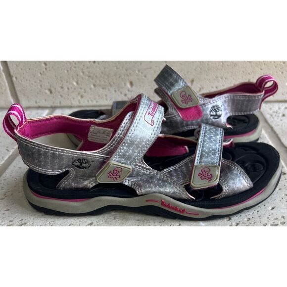 Timberland Sandals 30772M Toddler's 2 Strap Silver Pink Leather Vintage Sz 3 - Picture 9 of 14